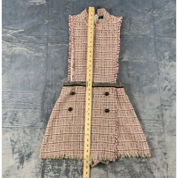 Zara Size Small Tweed Jumpsuit/romper/ Chic Dress Pink Lined - Picture 7 of 10